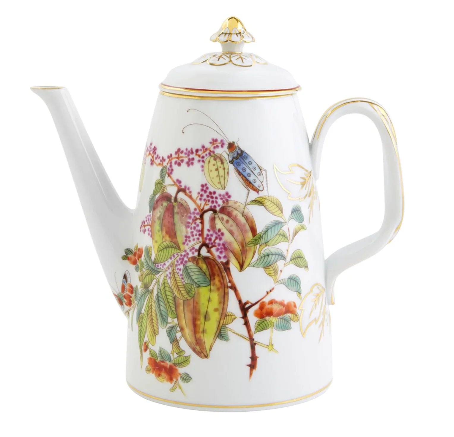 Paço Real Coffee Pot in White and Gold with Hand-painted elements - The Mayfair Hall