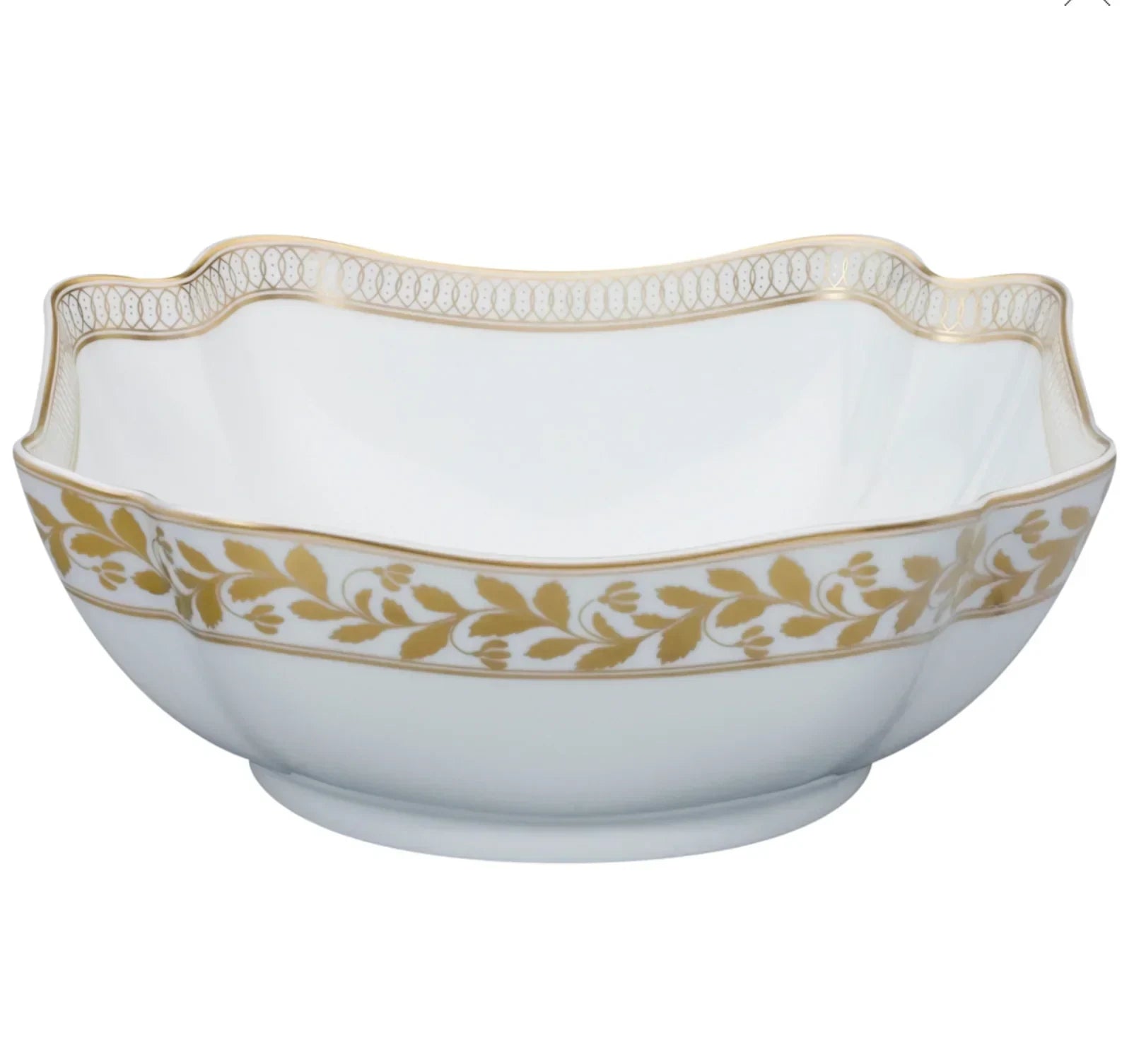 Anna Large Salad Bowl in White and Gold with Hand-painted elements - The Mayfair Hall
