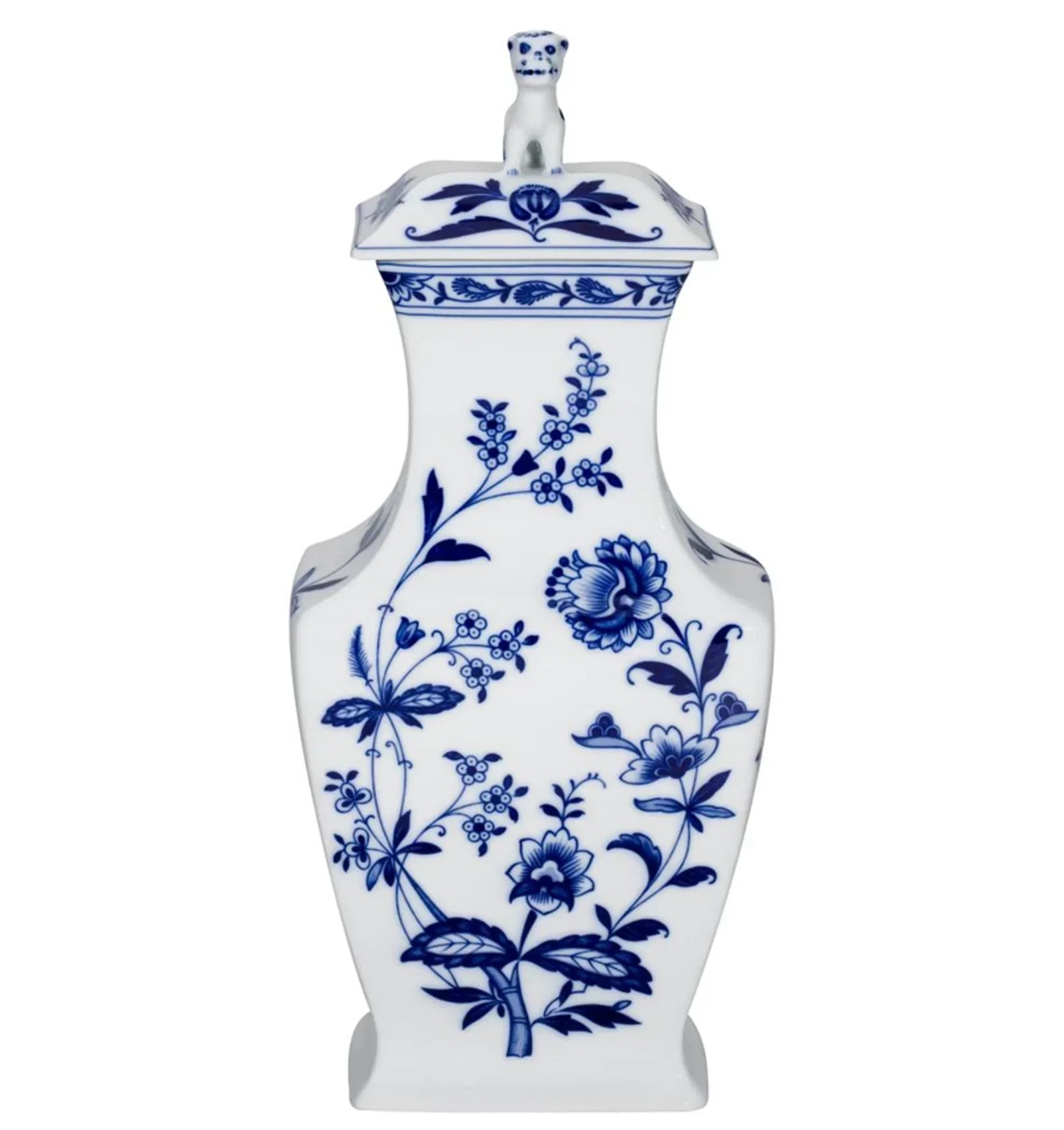 Margão Oriental Pot Vase in White and Blue - The Mayfair Hall