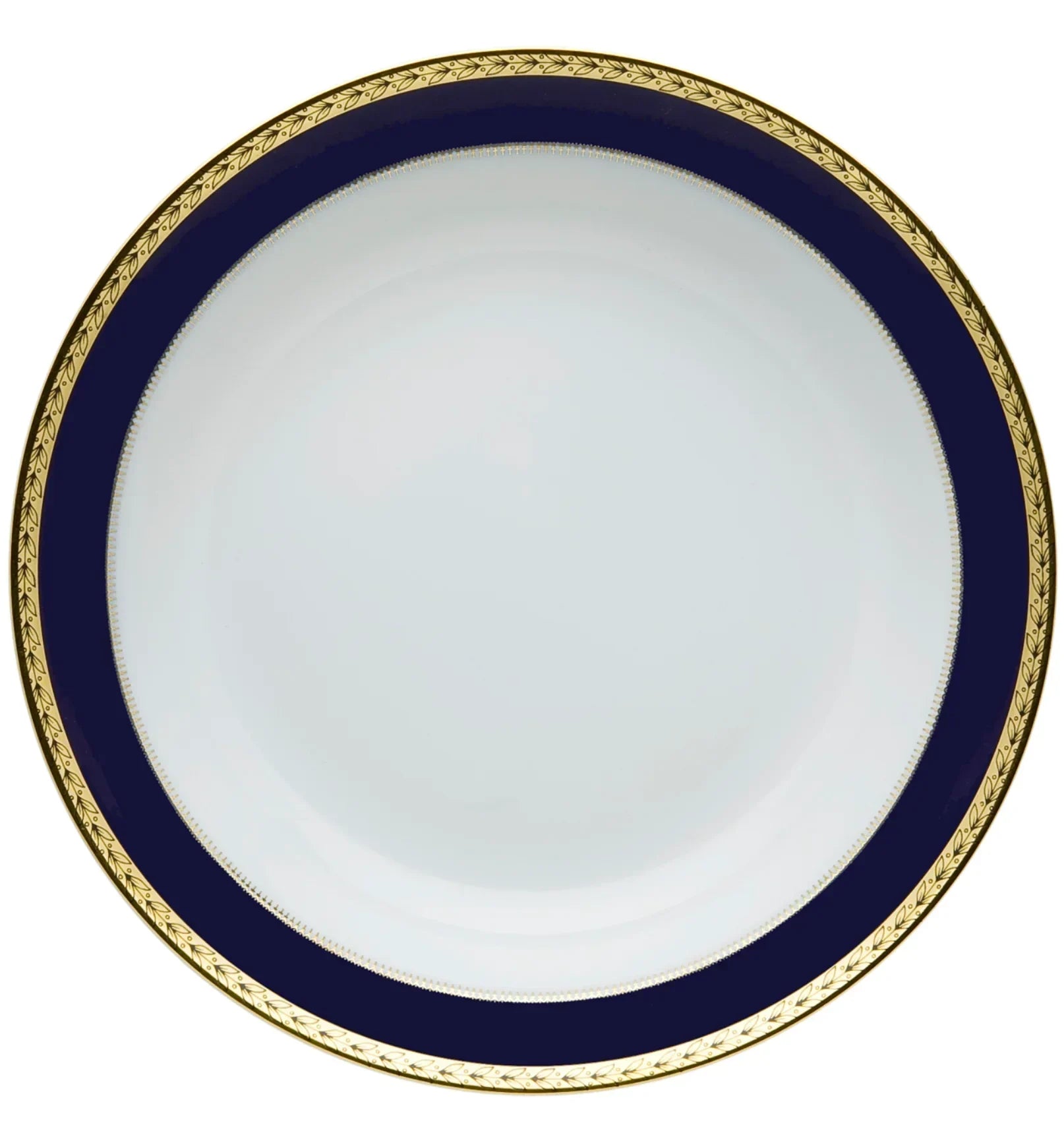 Brest Porcelain Deep Round Platter in White and Navy - The Mayfair Hall