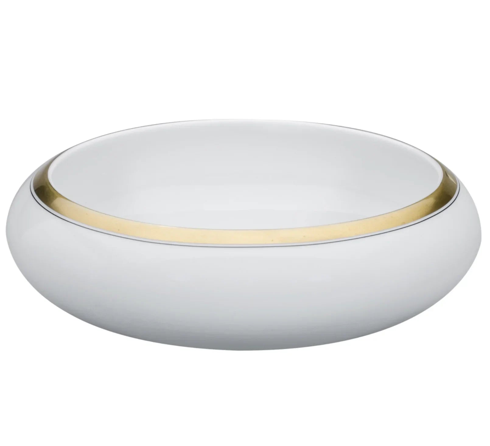 Domo Gold Porcelain Salad Bowl in White and Gold - The Mayfair Hall