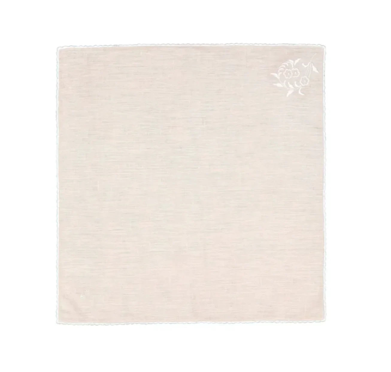 Ivory Napkin with White Floral Embroidery - The Mayfair Hall