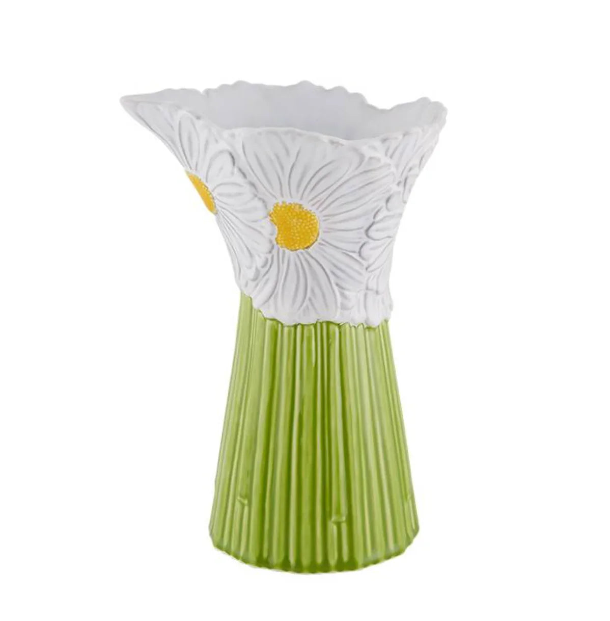 Maria Flor Earthenware Pitcher in White and Green - The Mayfair Hall
