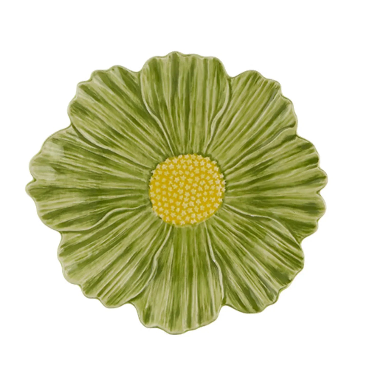 Maria Flor Earthenware Cosmos Dessert Plate in Green (Set of 4) - The Mayfair Hall