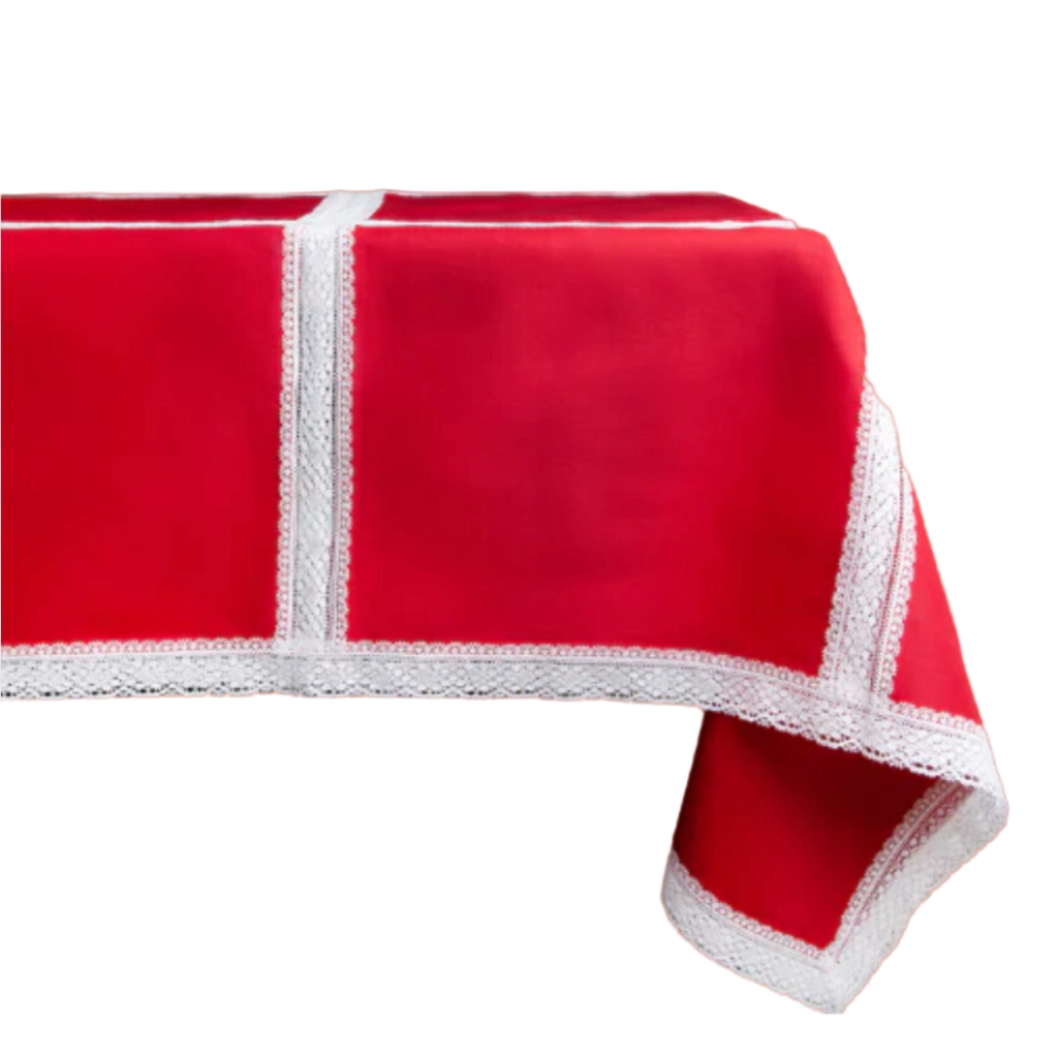 Aurea Red Linen Tablecloth