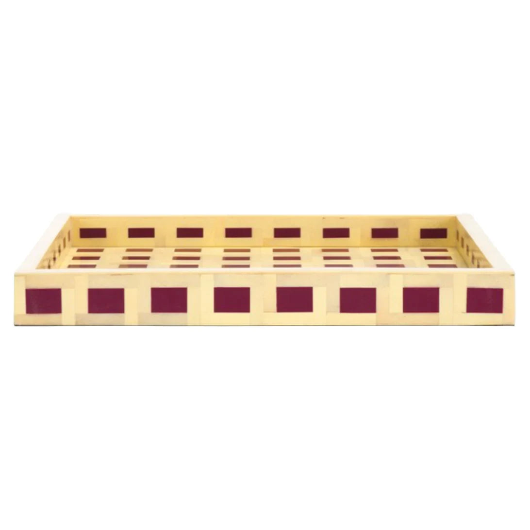 Sati Resin Tray in Yellow and Burgundy