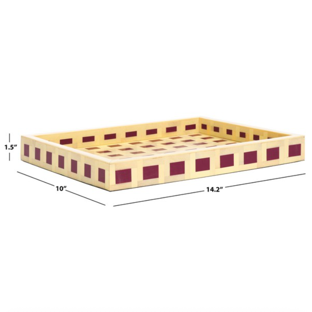 Sati Resin Tray in Yellow and Burgundy