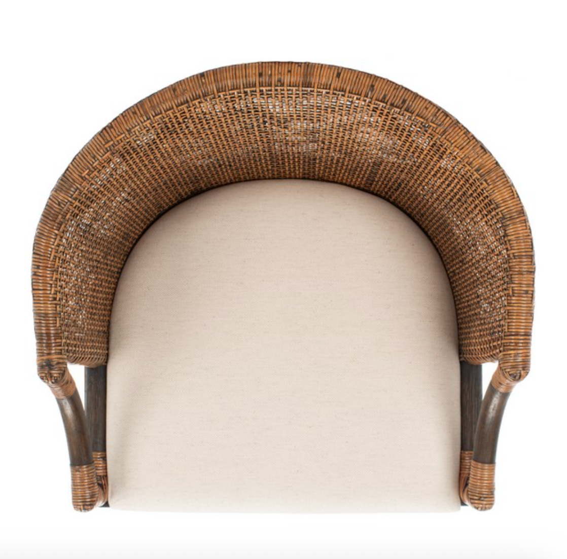 Brando Wood Bar Stool in Black and White with Brown Rattan Back
