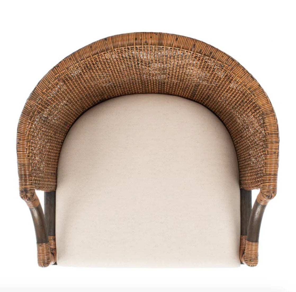Brando Wood Bar Stool in Black and White with Brown Rattan Back