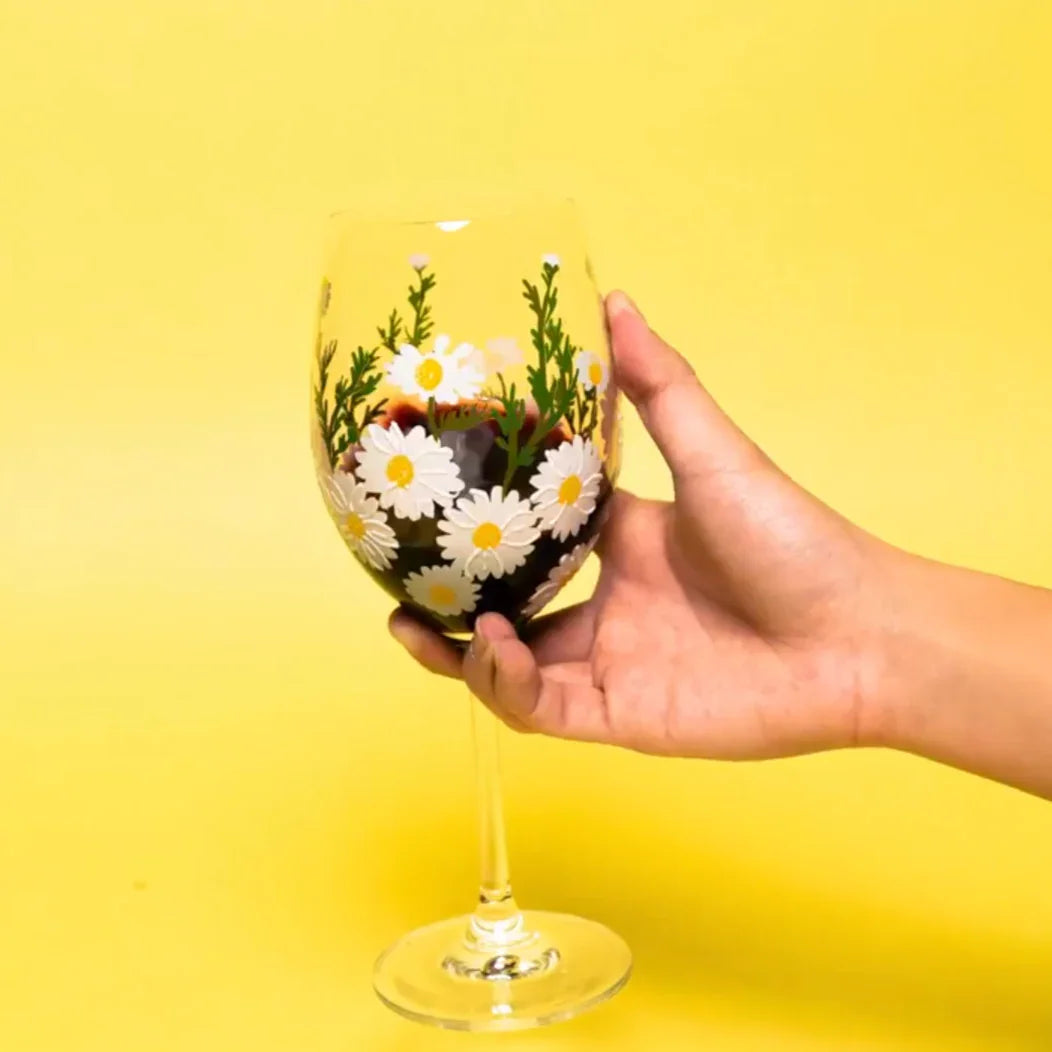 Painted Daisy Wine Glasses - The Mayfair Hall