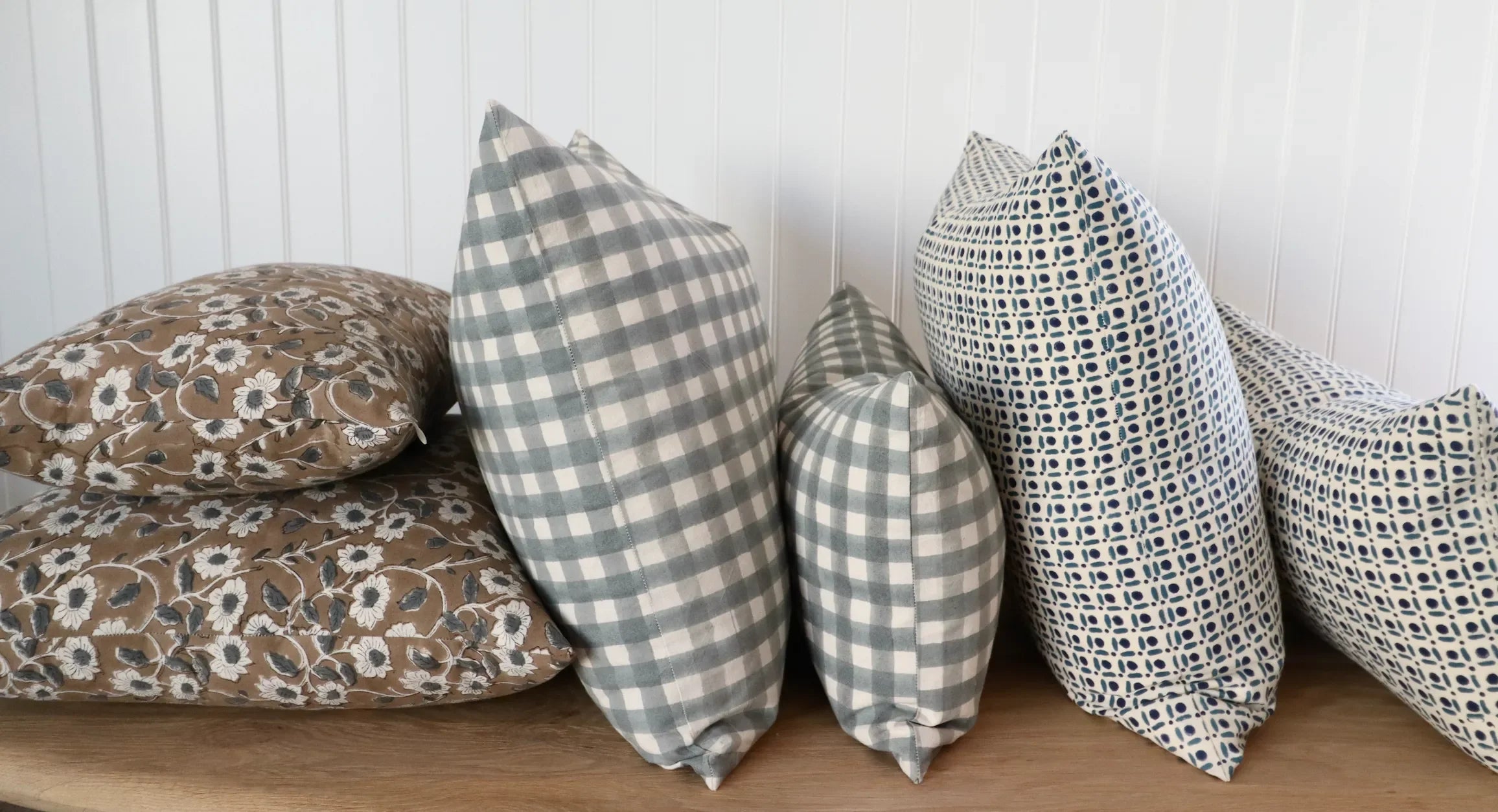 Atlas Gingham Pillow Cover in Blue - The Mayfair Hall