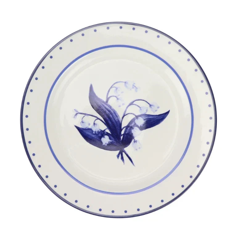 Lily of the Valley Blue and White Dinner Plate - The Mayfair Hall