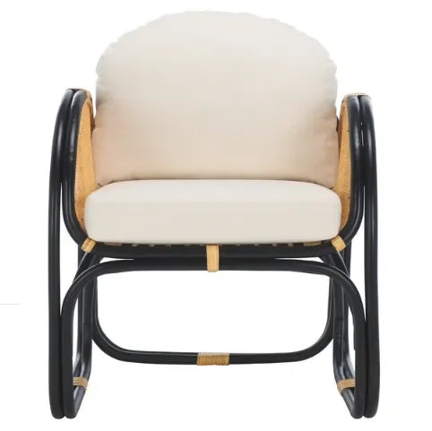 Constella Rattan Accent Chair in White/Black with Cushion - The Mayfair Hall