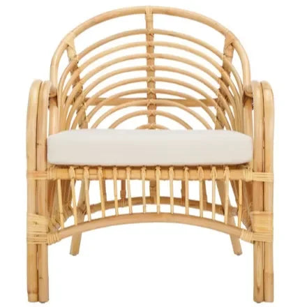 Aragorn Rattan Accent Chair in White with Cushion - The Mayfair Hall