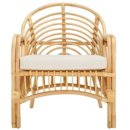 Aragorn Rattan Accent Chair in White with Cushion - The Mayfair Hall