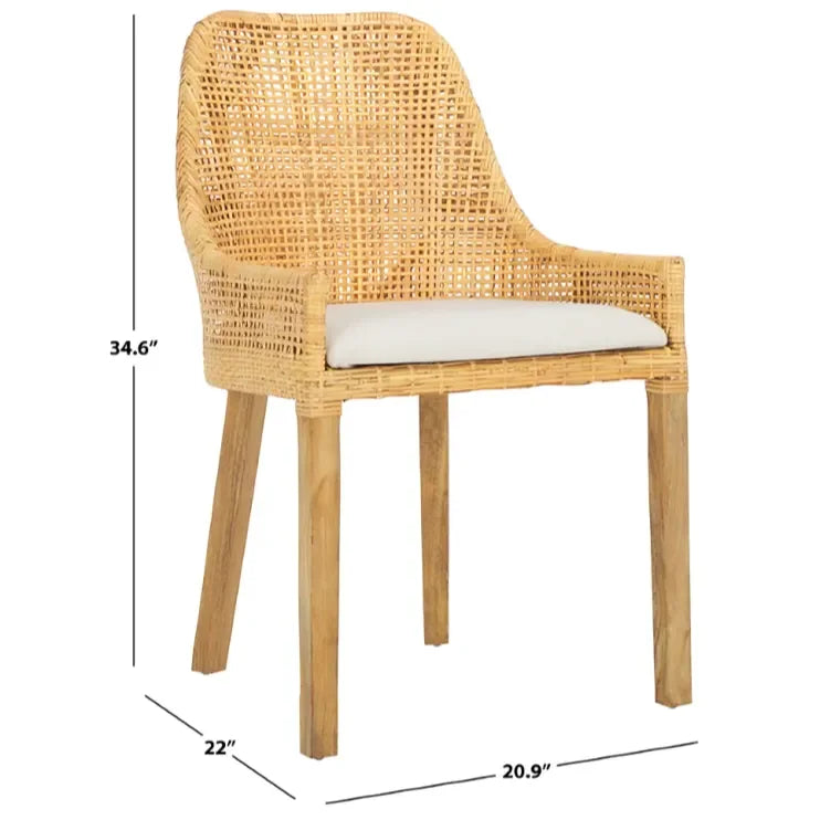 Altha Rattan Dining Chair in Dessert Brown with Cushion - The Mayfair Hall