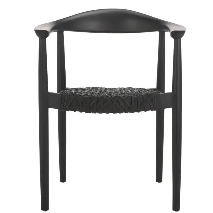 Bandelier Stacking Dining Chair in Black with Weave Pattern (Set of 2) - The Mayfair Hall