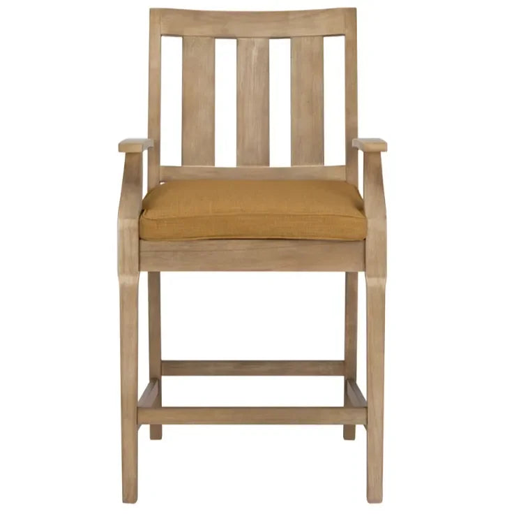 San Salvador Wood Patio Counter Stools in Brown with Cushion (Set of 2) - The Mayfair Hall