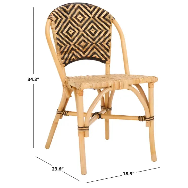 Callidora Rattan Dining Chair in Natural with Bold Black Pattern - The Mayfair Hall