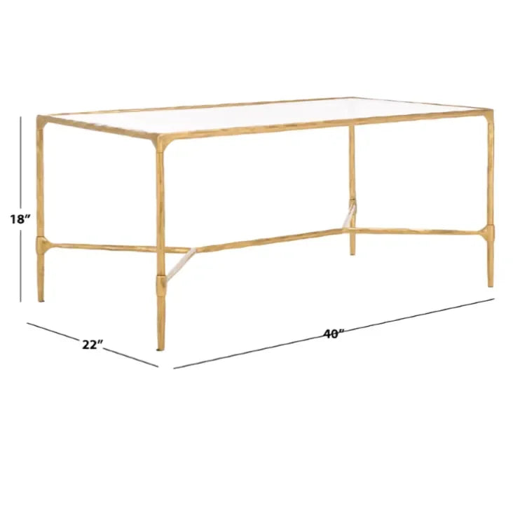 Isabellina Metal Coffee Table in Brass with Mirrored Glass Top - The Mayfair Hall