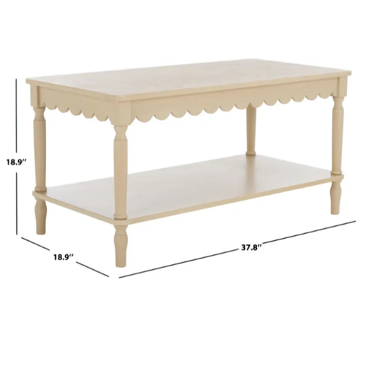 Haven Wood Coffee Table in Natural with Shelf