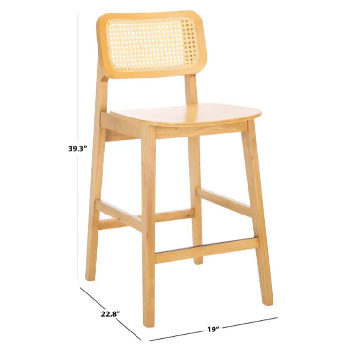 Luz Cane Rattan Counter Stool in Natural - The Mayfair Hall