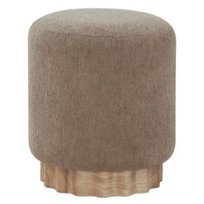 Nikolas Round Boucle Ottoman in Light Brown - The Mayfair Hall