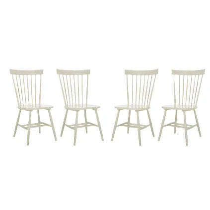 Parker Wood Dining Chair in Off-White with Spindle Back (Set of 4) - The Mayfair Hall