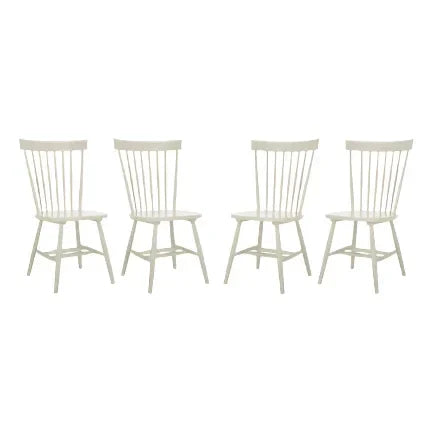 Parker Wood Dining Chair in Off-White with Spindle Back (Set of 4) - The Mayfair Hall