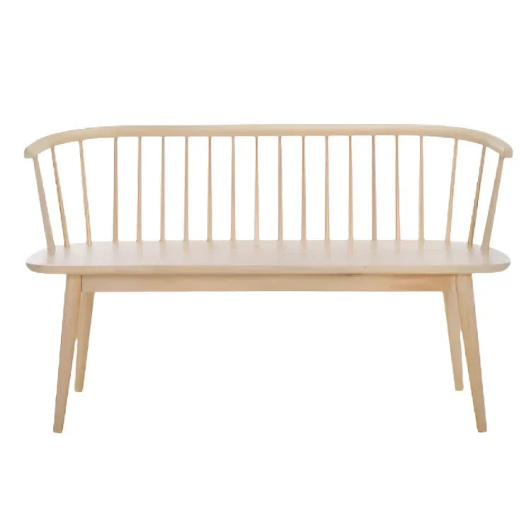 Blanchard Wood Bench in White-Washed with Spindle Back - The Mayfair Hall
