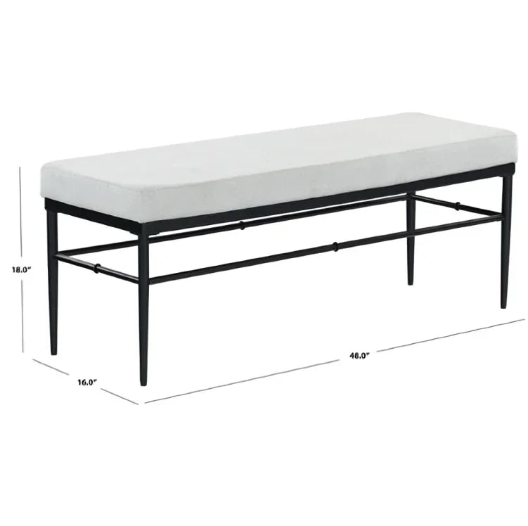 Theabella Wood Bench in Black and Light Gray with Metal Frame - The Mayfair Hall