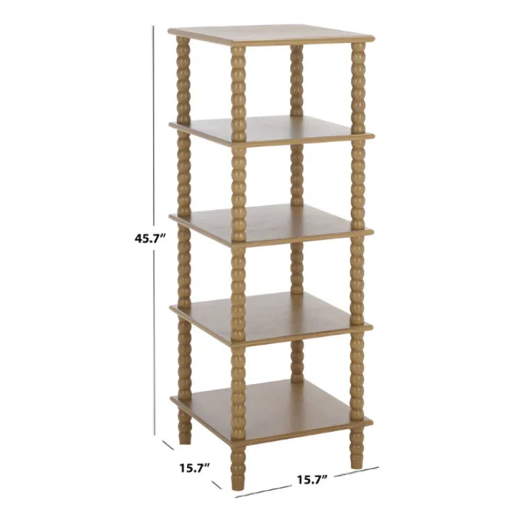 Dilyn Wood 5-Tier Shelving Unit in Desert Brown - The Mayfair Hall