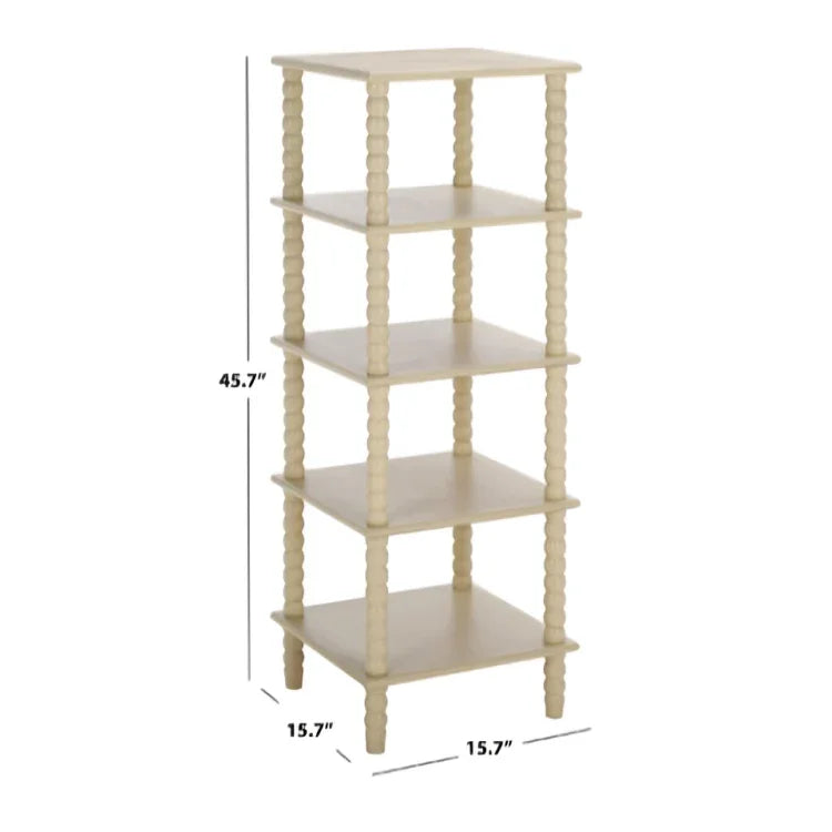 Dilyn Wood 5-Tier Shelving Unit in Sand - The Mayfair Hall