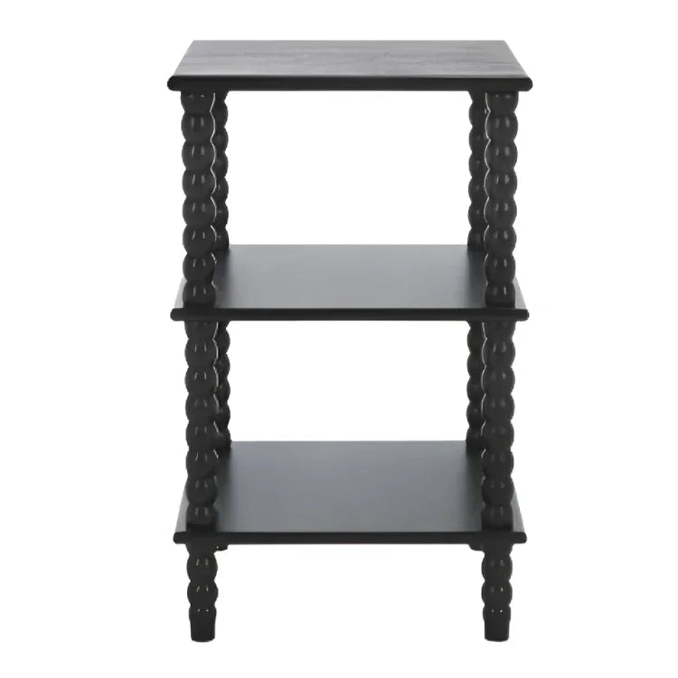 Dilyn Wood Accent Table in Matte Black with 3-Shelves - The Mayfair Hall