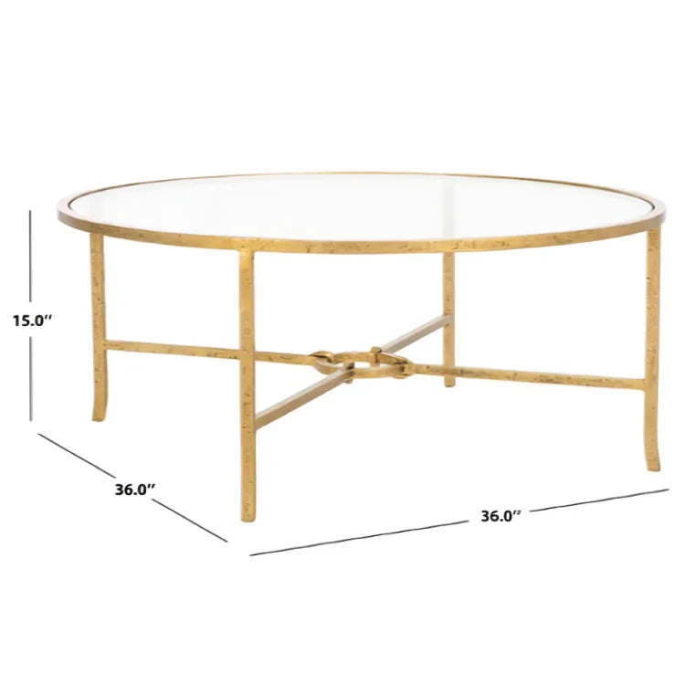 Tauri Forged Metal Round Coffee Table in Brass - The Mayfair Hall
