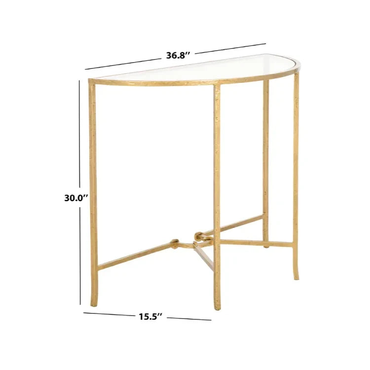 Tauri Forged Metal Half Moon Console Table in Brass - The Mayfair Hall