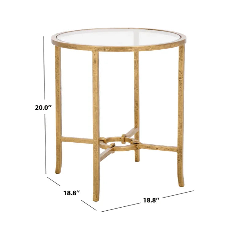 Tauri Forged Metal Round Accent Table in Brass - The Mayfair Hall
