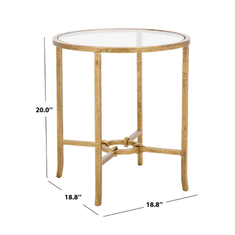 Tauri Forged Metal Round Accent Table in Brass - The Mayfair Hall
