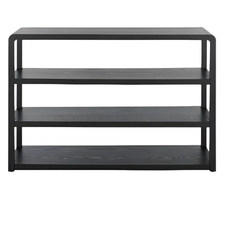Omara Wood Console Table in Black with 4 Shelves - The Mayfair Hall