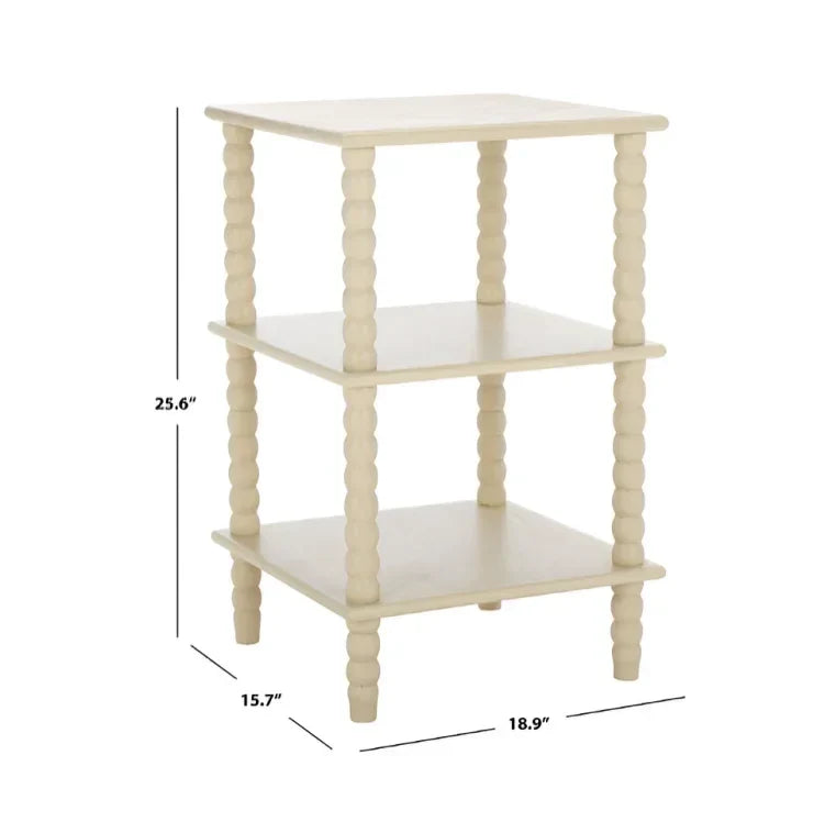 Dylin Wood Accent Table in Sand with 3 Shelves - The Mayfair Hall