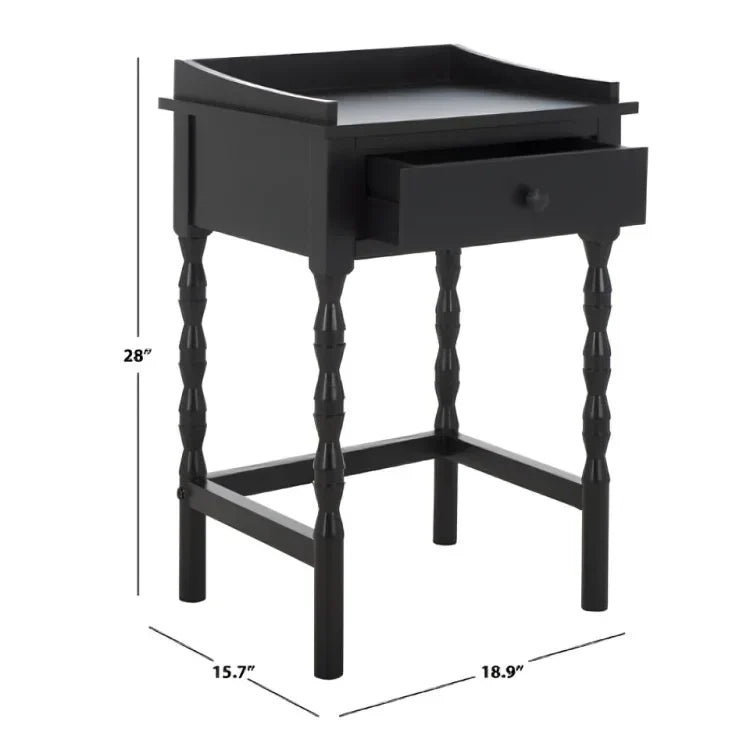 Astaroth Wood Accent Table in Matte Black - The Mayfair Hall