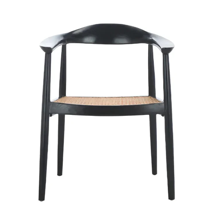 Savina Mahogany Wood Accent Chair in Black and Natural - The Mayfair Hall