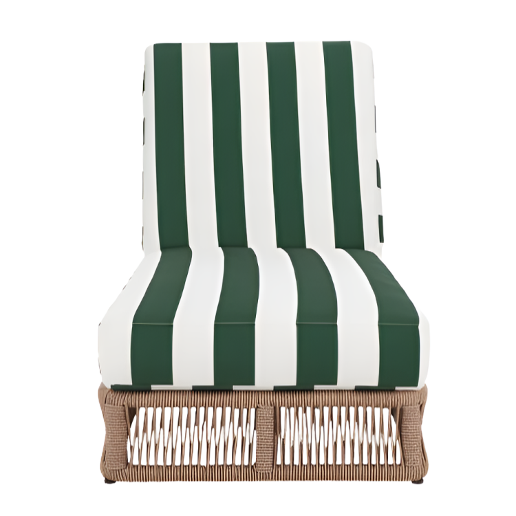 Gillian Woven Rope Outdoor Chaise Loungers in Heather Tan and Hunter Green