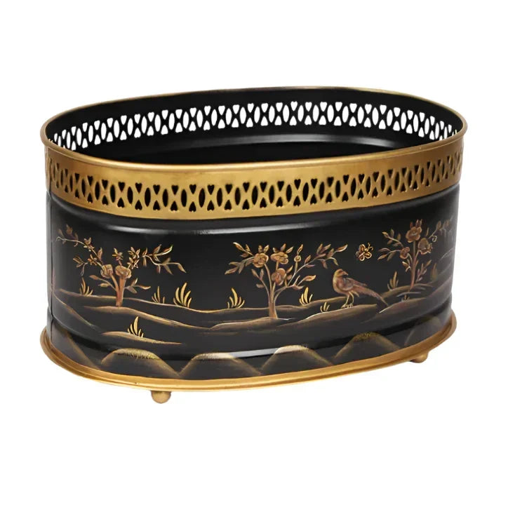 Black & Gold OVAL PLANTER - The Mayfair Hall
