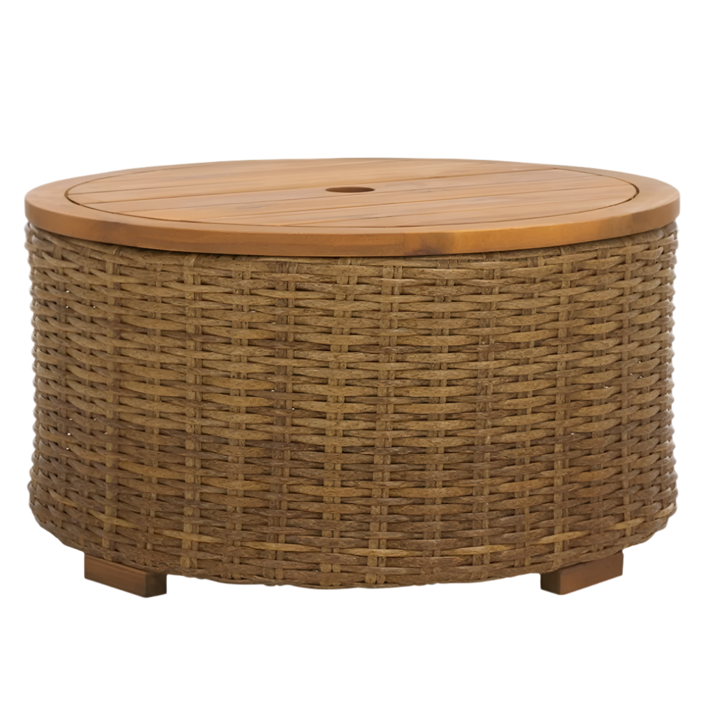 Anguilla Wicker Storage Outdoor Coffee Table in Natural