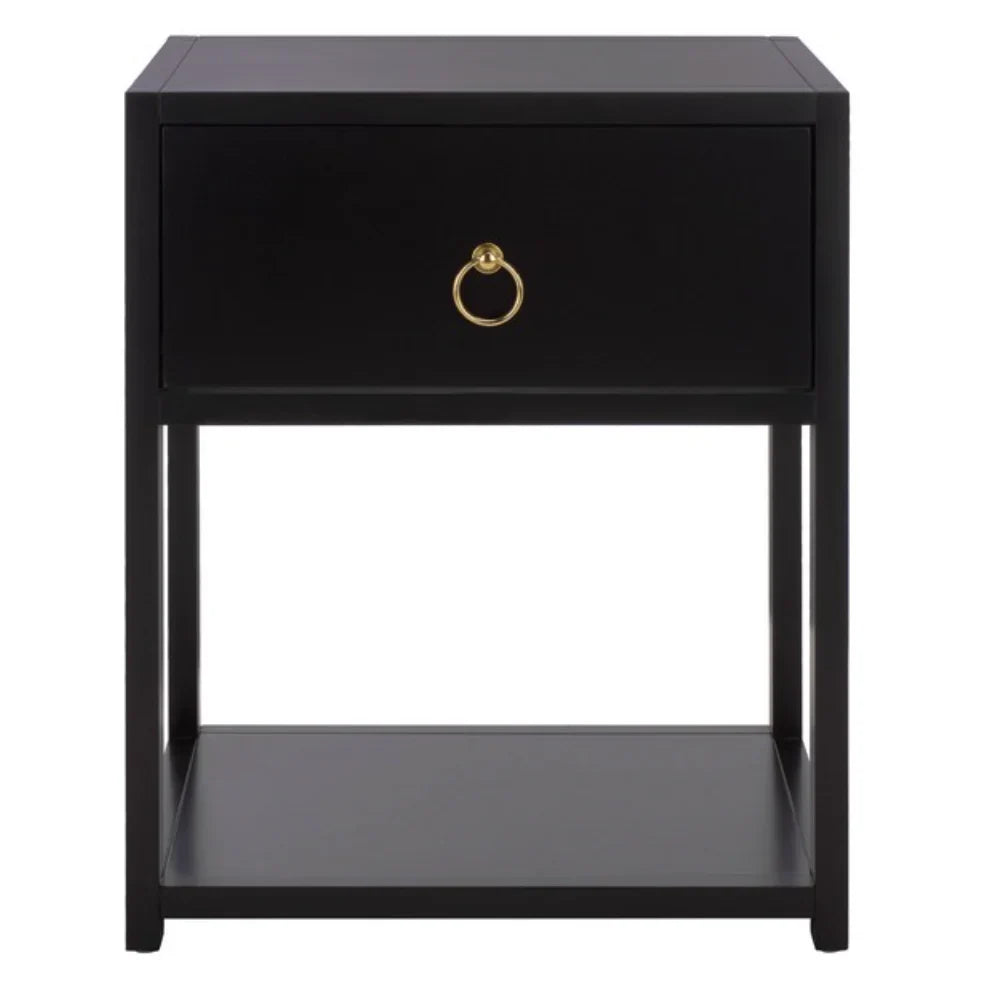 Sadie Wood Nightstand in Black