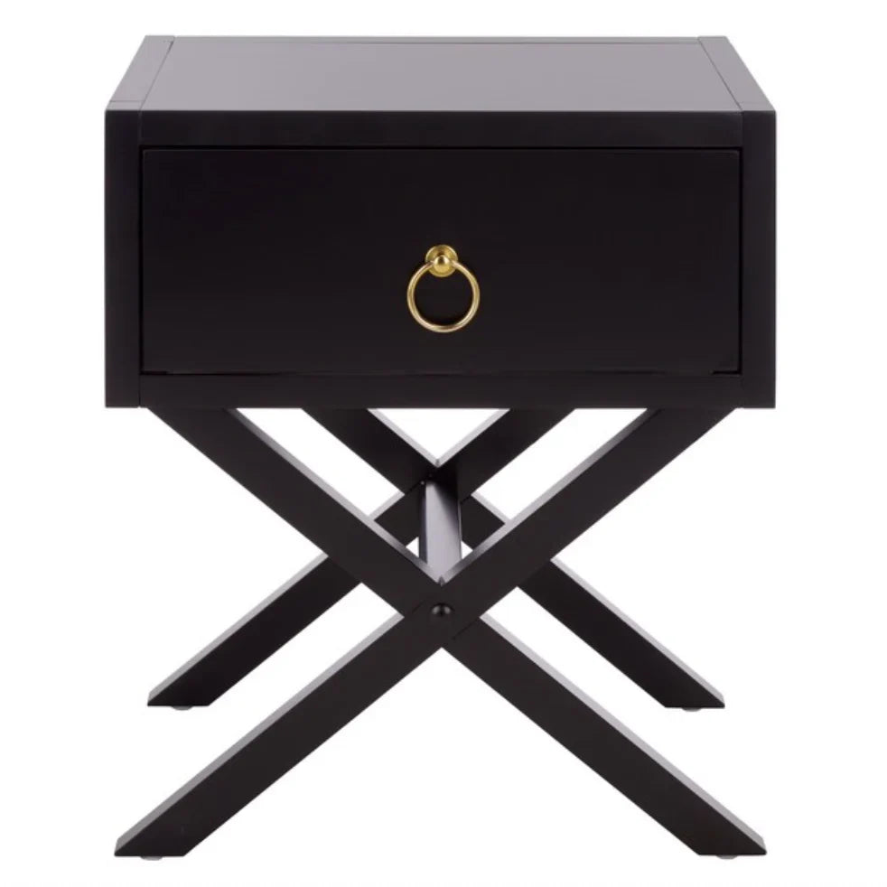 Sadie Wood Nightstand in Black