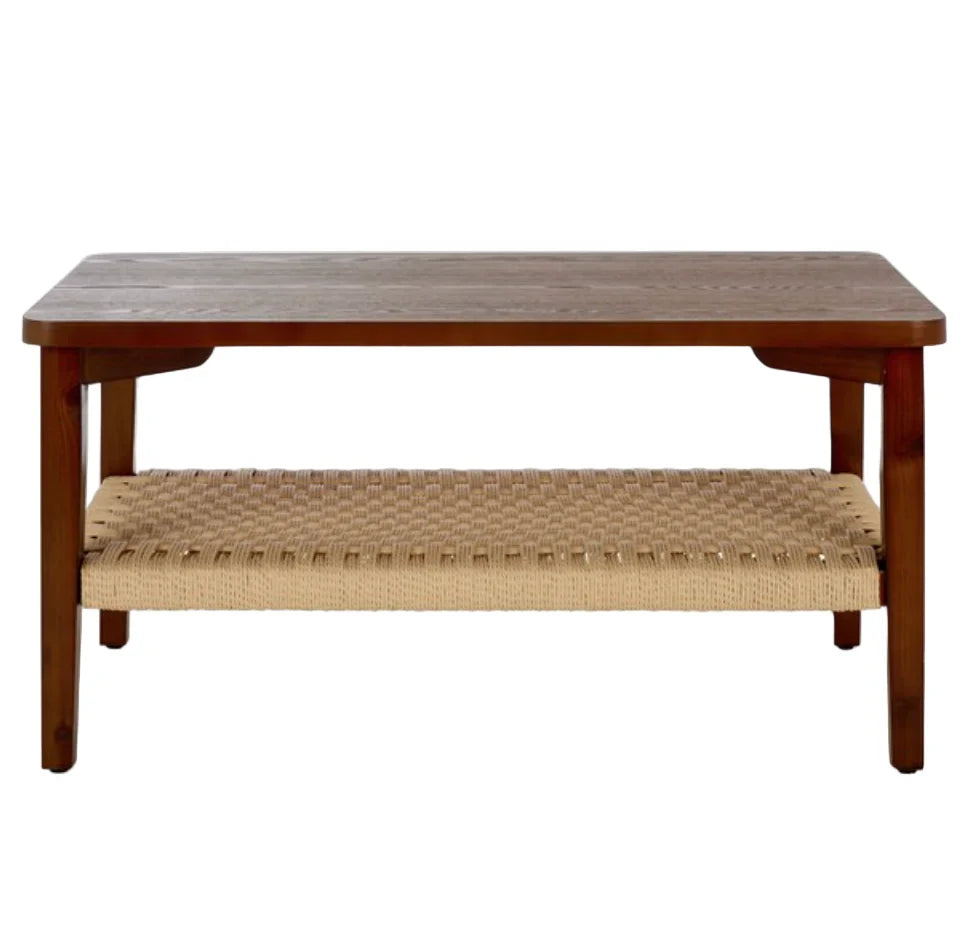 Dino Wood Coffee Table in Walnut with Shelf