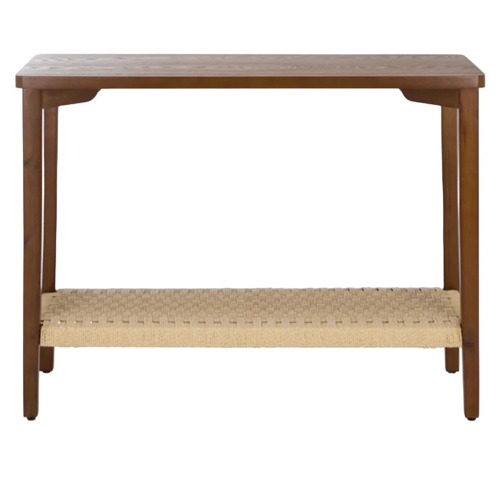 Chasu Wood Console Table in Walnut with Shelf