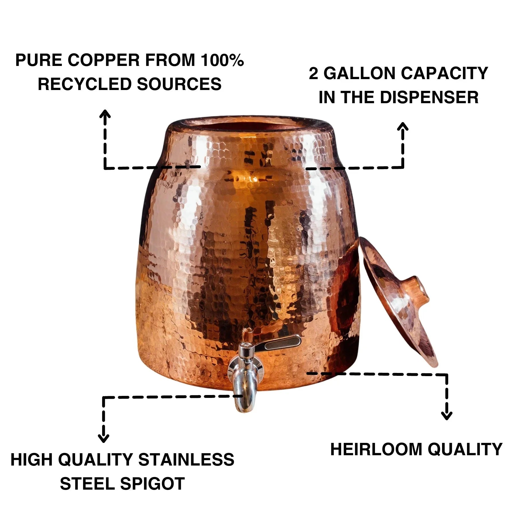 Niagara Copper Water Dispenser with Lid - The Mayfair Hall